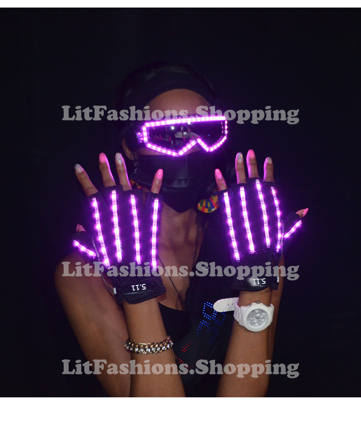 Lit Power Bike Life LED Goggles and Gloves set